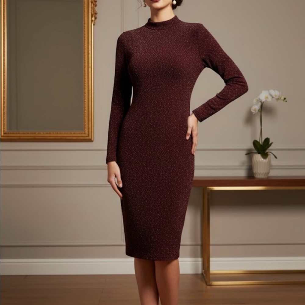 Speechless Burgundy Long Sleeve Dress